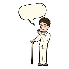 cartoon shocked gentleman with speech bubble N8