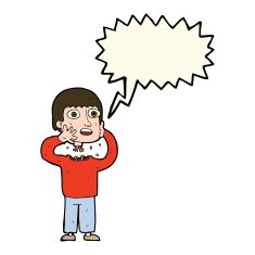 cartoon secret robot with speech bubble N8