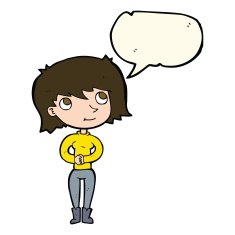 cartoon friendly woman with speech bubble N55