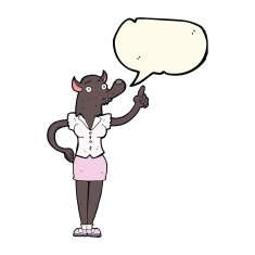 cartoon werewolf woman with idea speech bubble N4