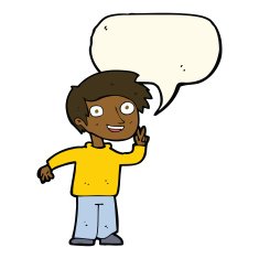 cartoon boy posing for photo with speech bubble N7