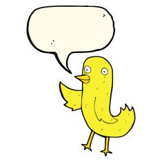 funny cartoon bird with speech bubble N95