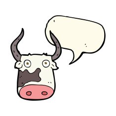 cartoon cow with speech bubble N30