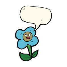 cartoon flower with face speech bubble N16