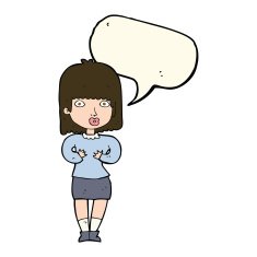 cartoon shocked woman with speech bubble N74