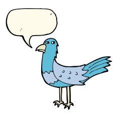 cartoon bird with speech bubble N210