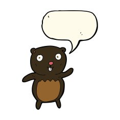 cartoon black bear cub with speech bubble N53