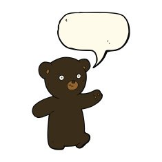 cartoon black bear cub with speech bubble N56