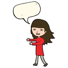 cartoon happy girl with speech bubble N65