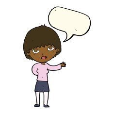 cartoon woman explaining with speech bubble N35