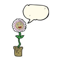 cartoon flower with face speech bubble N19
