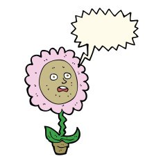 cartoon flower with face speech bubble N20
