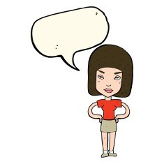 cartoon annoyed woman with speech bubble N134