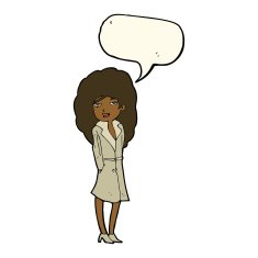 cartoon female spy with speech bubble N18