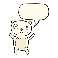 cartoon polar bear cub with speech bubble N53