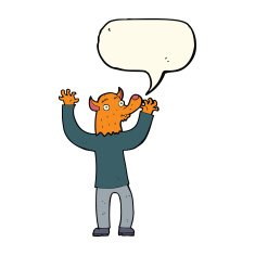 cartoon happy fox man with speech bubble N16