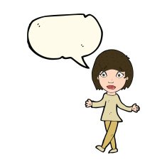 cartoon surprised woman with speech bubble N183