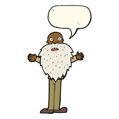 cartoon bearded old man with speech bubble N28