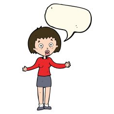 cartoon woman making excuses with speech bubble N14