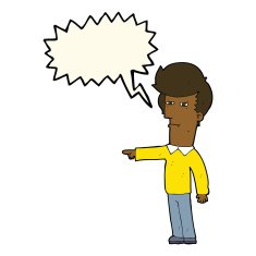 cartoon man blaming with speech bubble N7