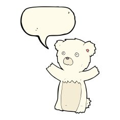 cartoon polar bear cub with speech bubble N56