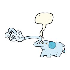 cartoon elephant squirting water with speech bubble N15