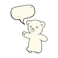 cartoon polar bear cub with speech bubble N57