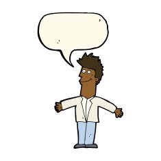 cartoon happy man with speech bubble N343