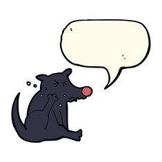 cartoon dog scratching with speech bubble N8