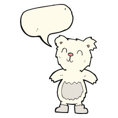 cartoon teddy polar bear with speech bubble N7