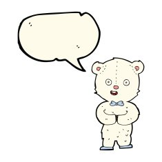 cartoon teddy polar bear with speech bubble N8