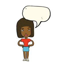 cartoon annoyed woman with speech bubble N136