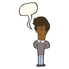 cartoon jaded man with speech bubble N11