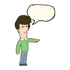 cartoon man blaming with speech bubble N8