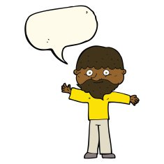 cartoon happy man with beard speech bubble N32
