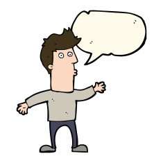 cartoon surprised man with speech bubble N92