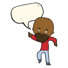 cartoon worried old man pointing with speech bubble N8