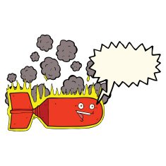 cartoon falling bomb with speech bubble N4
