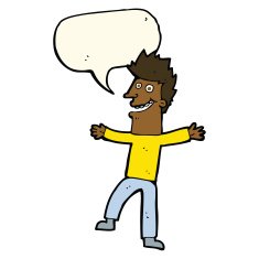 cartoon happy man with speech bubble N349