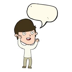 cartoon happy man with speech bubble N350