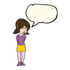 cartoon annoyed woman with speech bubble N137