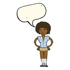 cartoon woman with hands on hips speech bubble N167