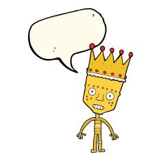 cartoon robot with crown speech bubble N4