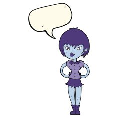 cartoon pretty vampire girl with speech bubble N22