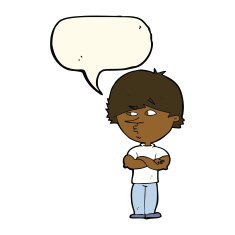 cartoon suspicious man with speech bubble N30