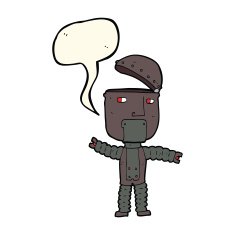 cartoon robot with speech bubble N130