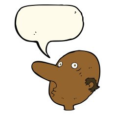 cartoon balding man with speech bubble N15