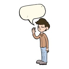 cartoon arrogant boy with speech bubble N8
