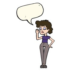 cartoon woman ignoring with speech bubble N16