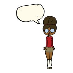 cartoon librarian woman with speech bubble N8